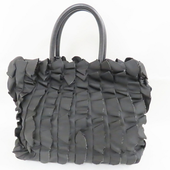 Prada Handbag Frill Nylon x Leather Black - Picture 3 of 9